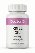 Bottle of Doctor B Krill Oil on a white background