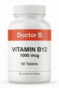 Bottle of Doctor B Vitamin B12 1000 mcg on a white background