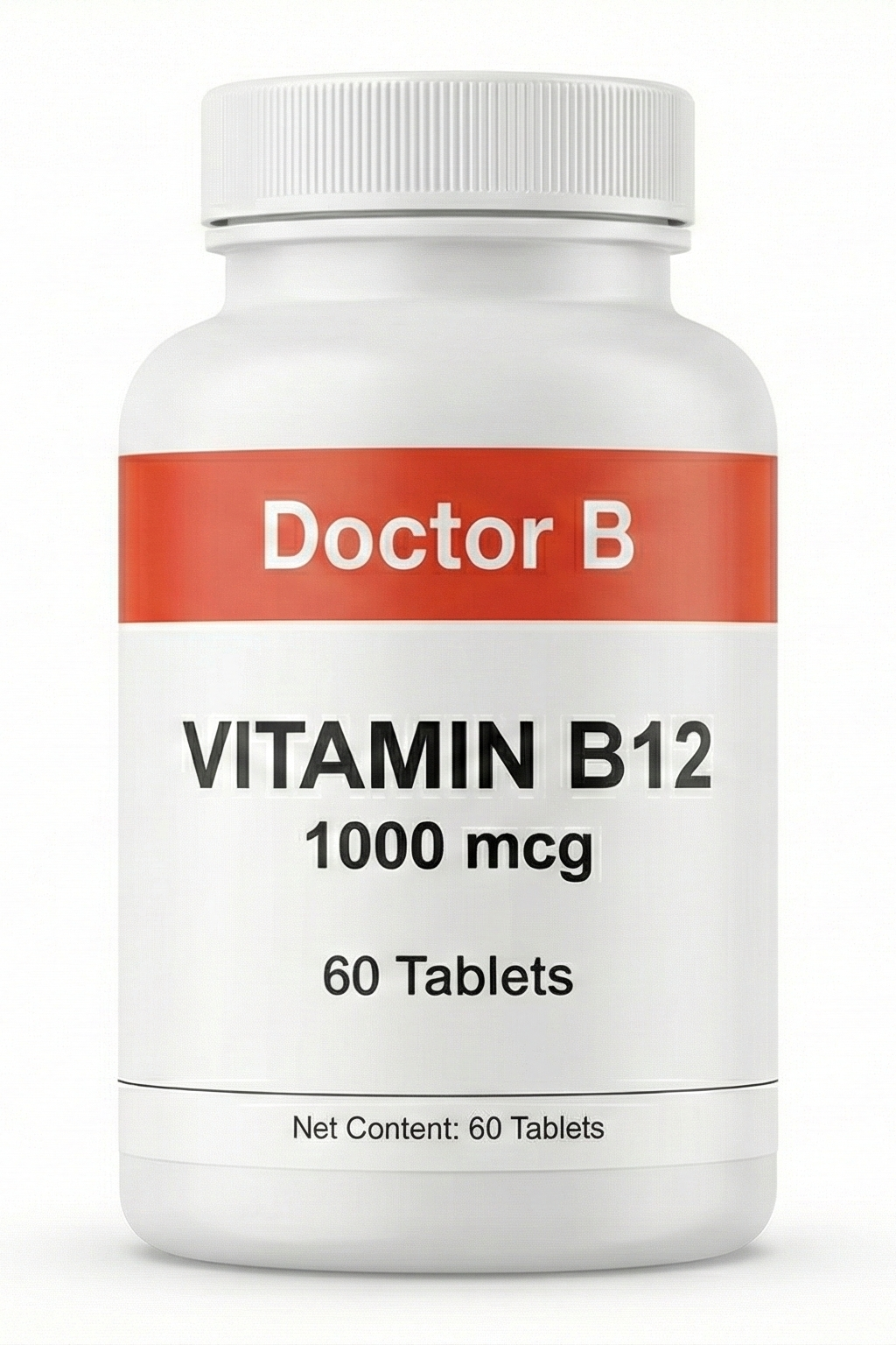 Bottle of Doctor B Vitamin B12 1000 mcg on a white background
