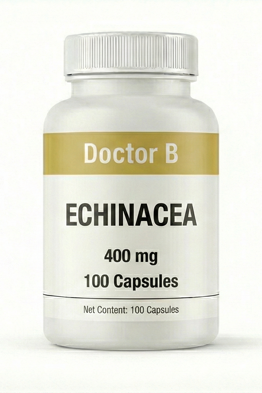 Bottle of Doctor B Echinacea capsules on a white background