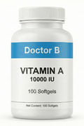 Vitamin A supplement bottle labeled 'Doctor B' on a white background